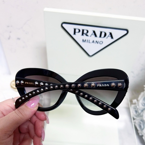 Authentic Prada RARE Limited Edition Studded Gradient Cat Eye Sunglasses - Picture 3 of 12